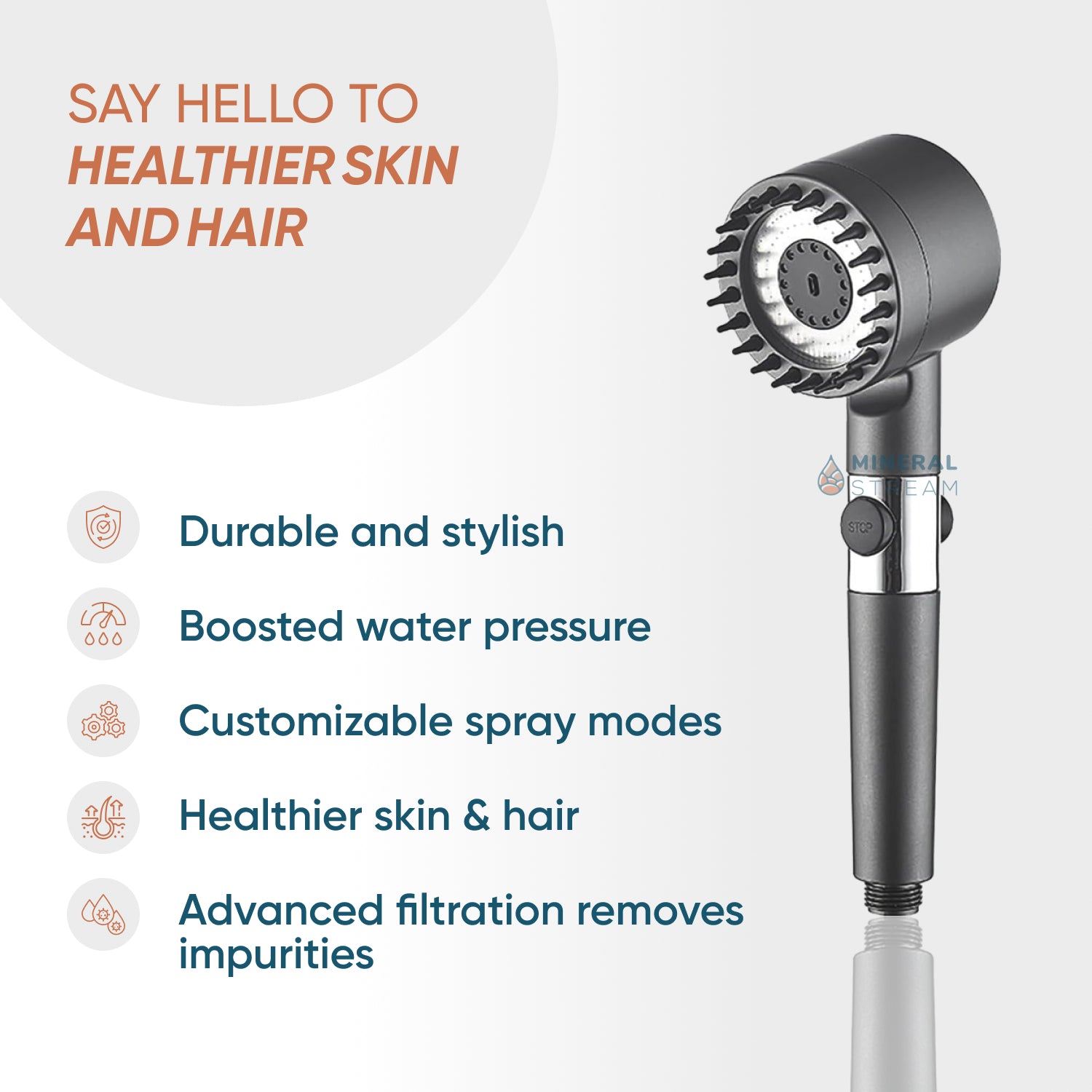 Ultimate stortmassering Shower Head Complete Douch Kit