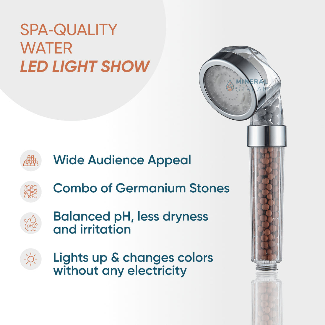 MineralStream ™ LED Ioniese stortkop