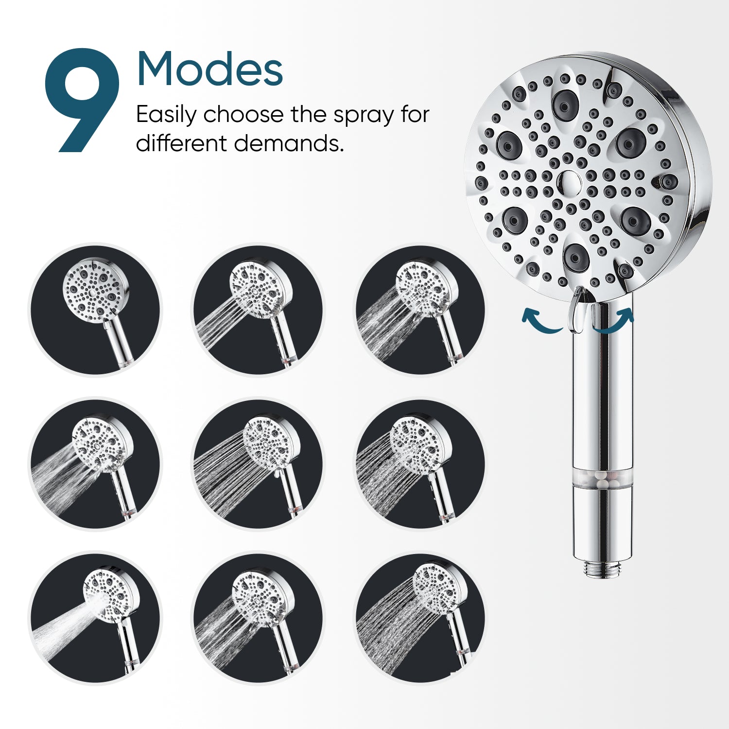 MineralStream Luxe 9 Mode High Pressure Showerhead (Filtered)